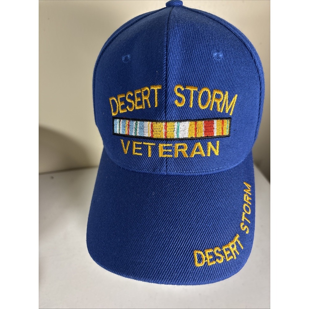 DESERT STORM VETERAN MILITARY CAP Royal Blue HAT‎ Embroidered NEW